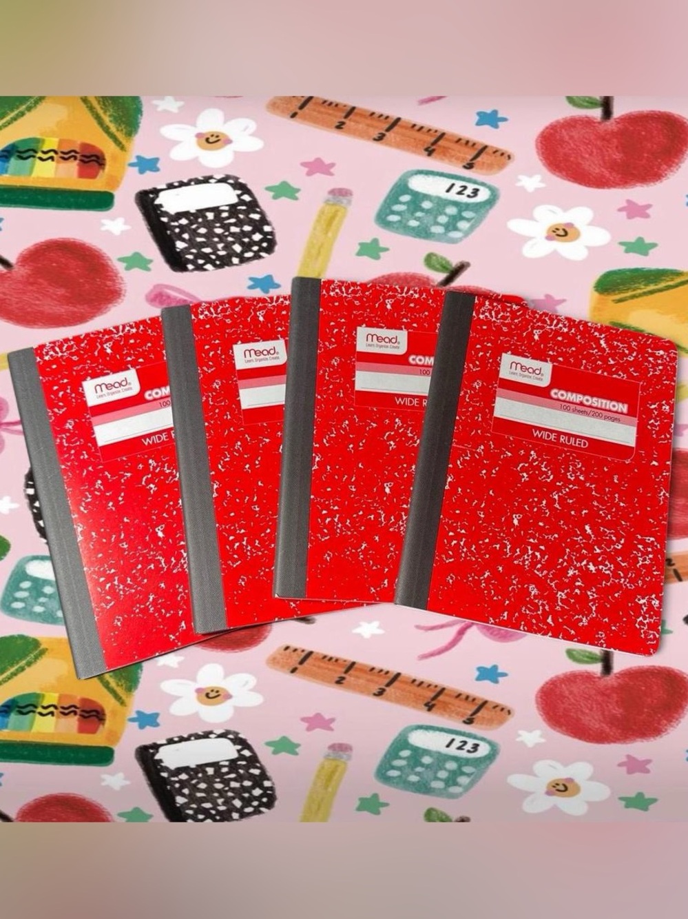 Red Composition Notebooks - Pack of 4